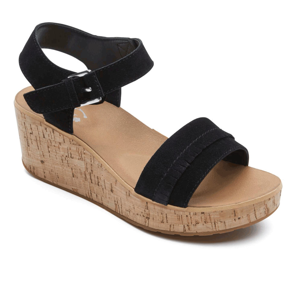 Rockport Womens Sandals Black - Weekend Casuals Lanea Quarter-Strap - UK 307-FBSHQY